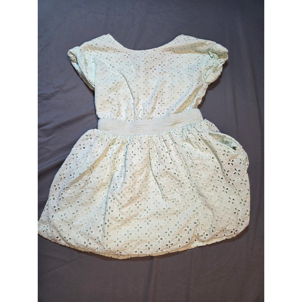 537 Cat & Jack Girls XS 4/5 White Eyelet Embroidered Cotton Dress